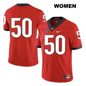 Women's Georgia Bulldogs NCAA #50 Warren Ericson Nike Stitched Red Legend Authentic No Name College Football Jersey LFZ4754KV